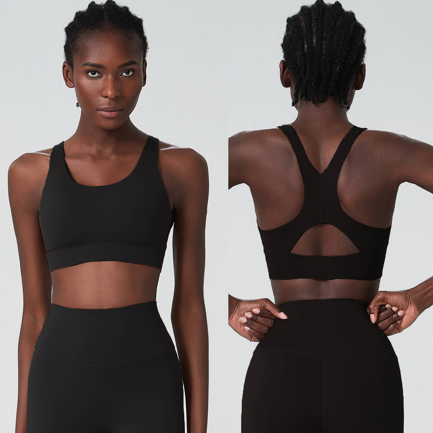 Solid Color Back Buckle High Support Fitness Sports Bra